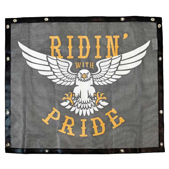 Black Bug Screen With Custom Ridin' With Pride Logo