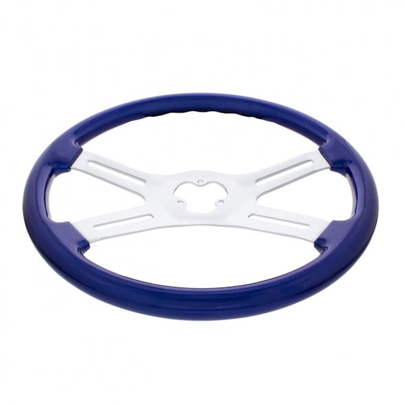 18" Vibrant Indigo Blue 4 Spoke Steering Wheel Bottom View