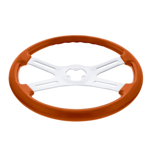 18" Vibrant Cadmium Orange 4 Spoke Steering Wheel Bottom View