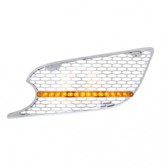 Chrome Air Intake Grill 14 LED Amber Lens Driver Side