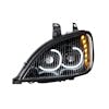 Freightliner Columbia Blackout Full LED Headlight With LED Light Bar - On Front View