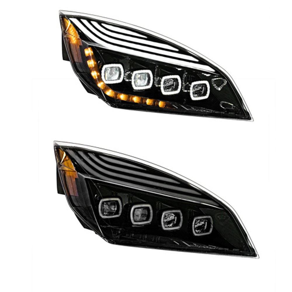 Freightliner Cascadia Quad LED Blackout Headlights 2018-2023