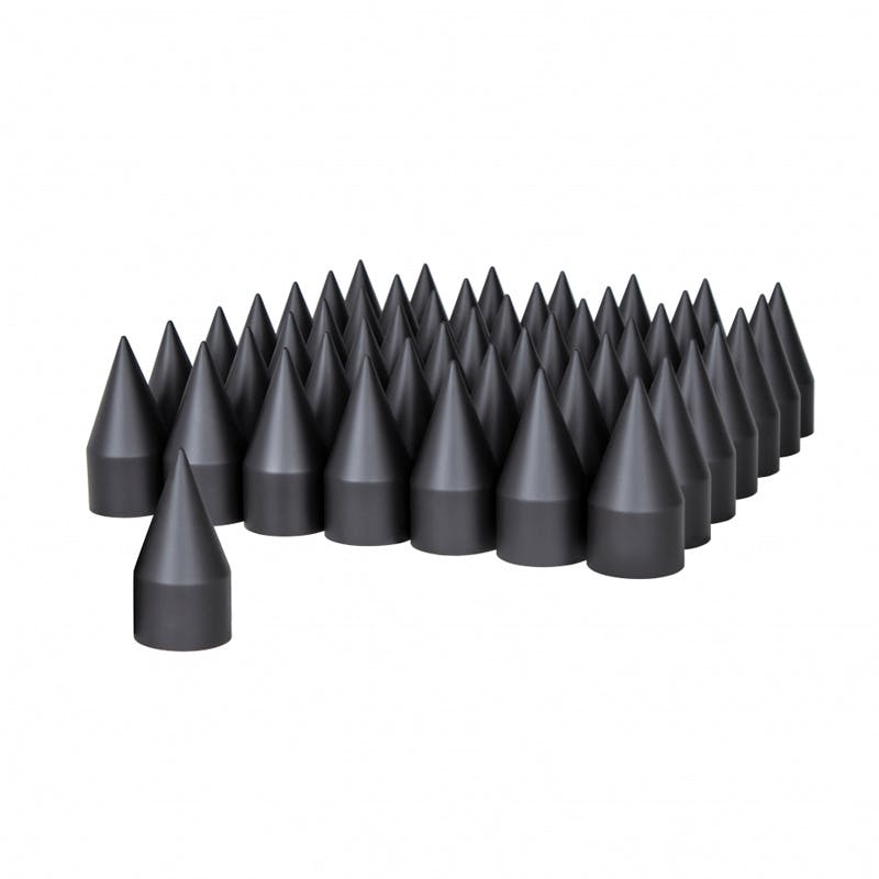 60 Pack Of Matte Black 33mm Thread On Spike Nut Covers Raney's Truck Parts