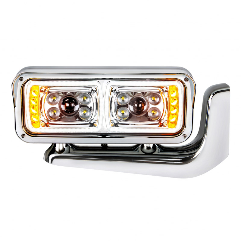 Peterbilt Chrome LED Projection Headlight Assembly With Mounting