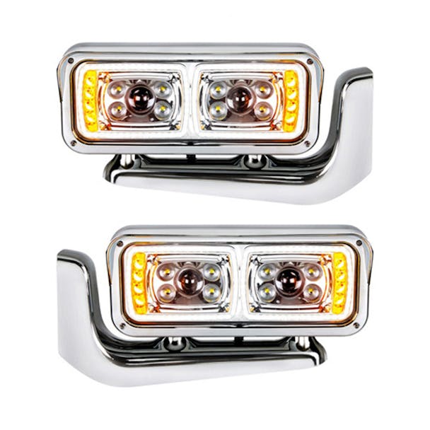 Peterbilt Chrome LED Projection Headlight With Mounting Arm