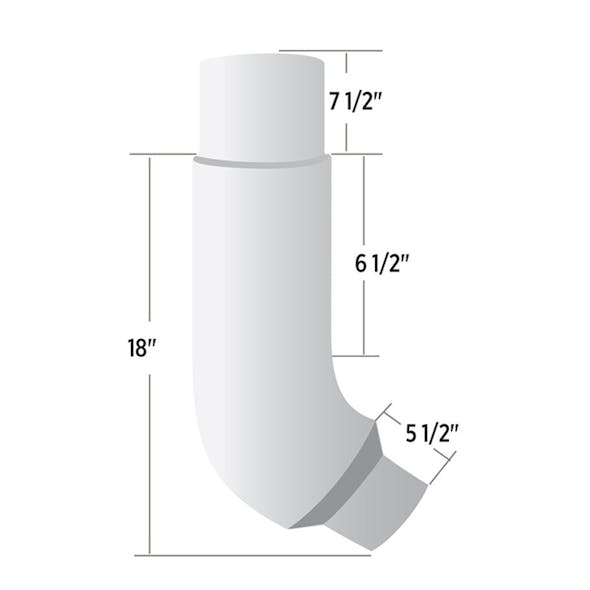 Peterbilt 379 6" Reduced To 5" O.D. 58 Degree Chrome Exhaust Elbow Dimensions