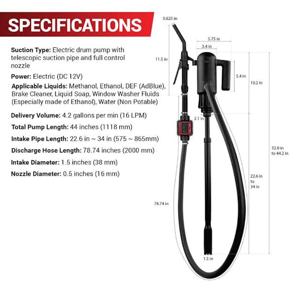 Electric 7.1 GPM Drum Pump With Flow Meter Oil Compatible TREDRUMTM By