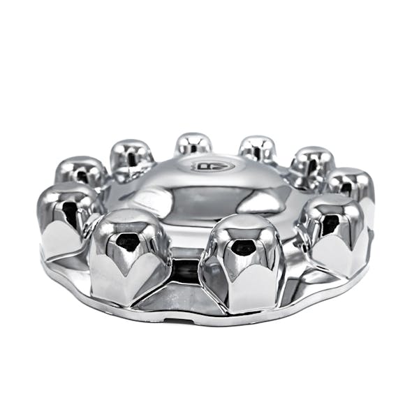 Alcoa Style Chrome One-Piece Front Hub Axle Cover System 086100S - Flat