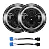 7" Round LED Halo Ring High & Low Beam Projector Headlight - Black Pair