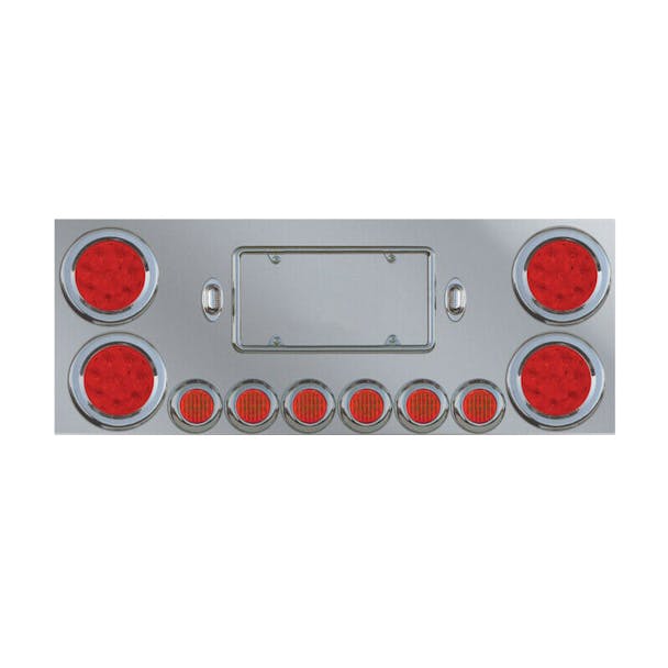 Stainless Steel Rear Center Panel with 4 4" & 6 2" Red Lens LED Lights