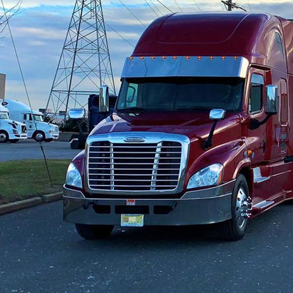 Freightliner Cascadia Bumper Chrome Close Up On Truck