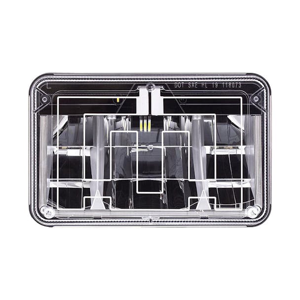 Rectangular Heated Polycarbonate Light 4"x6" High Power LED Low Beam Front View  