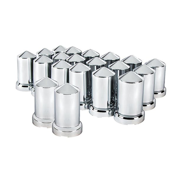 20 Pack of Chrome 33mm Push On Pointed Nut Covers 