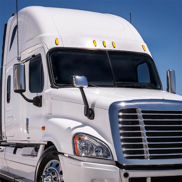 Freightliner Cascadia 12 LED Amber Lens Cab Light On Truck View
