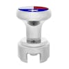 Chrome 1/2"-13 Thread-On Flag Gearshift Knob With Adapter - 13/15/18 Texas Side