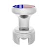 Chrome 1/2"-13 Thread-On Flag Gearshift Knob With Adapter - 13/15/18 US Side