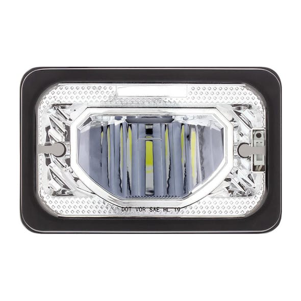 4"x6" High Power LED Heating Light Chrome Low Beam Front View