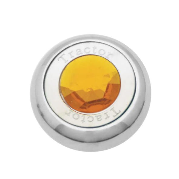 Chrome Tractor Trailer Air Brake Knob With Colored Diamond - Amber
