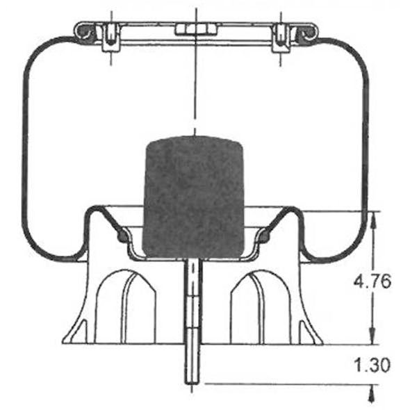 Peterbilt Rolling Lobe Air Spring W017038808 W017038923 1R12069 - Dimensions View