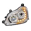 Kenworth T680 Chrome Headlight With Halo LED And Sequential Light Bar (On)