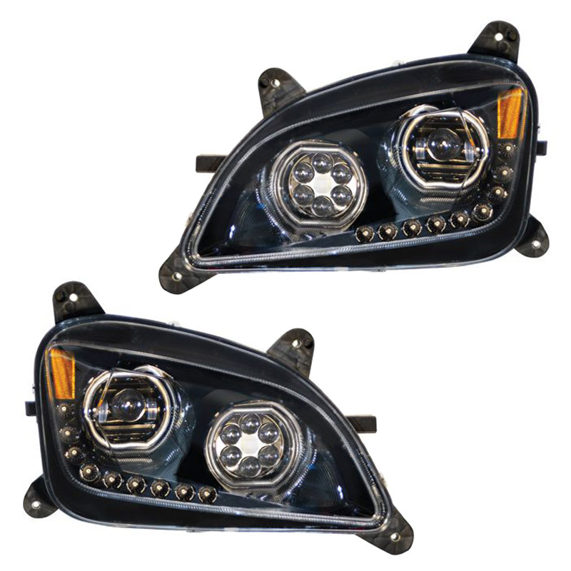 Peterbilt 579 587 Blackout Aftermarket Projector Headlights with