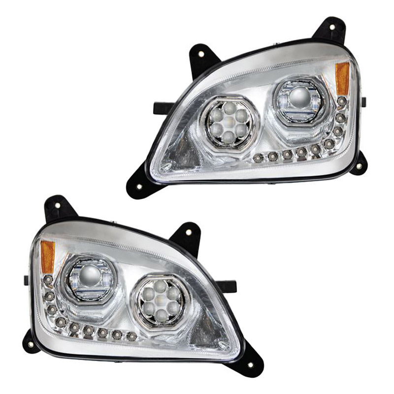 Peterbilt 579 587 Chrome Projector Headlight With DRL And