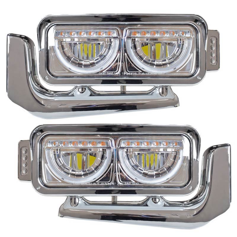 Peterbilt Blackout LED Headlight Assembly with Half Moon DRL