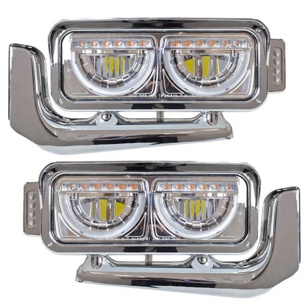 Peterbilt Chrome Dual Function Headlight Assembly With Mounting Arm - Both Sides