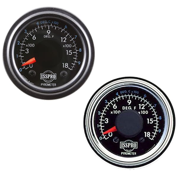 Semi Truck Pyrometer Gauge By ISSPRO - chrome and black