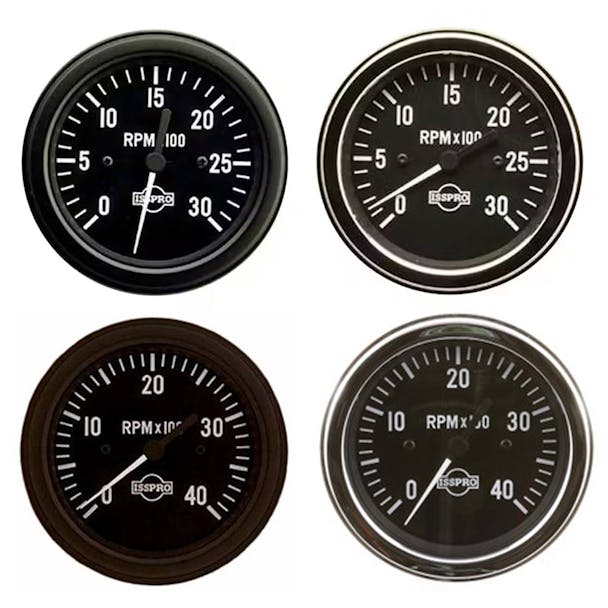 Semi Truck 3 3/8"Electric Tachometer Gauge By ISSPRO - 3k - 4k black and chrome