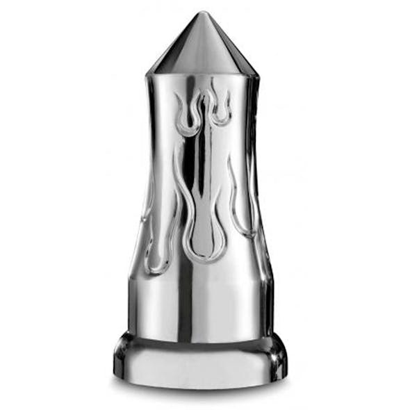 10 Pack of Chrome Pointed Flame Lug Nut Covers 33mm Push On (68528) - single