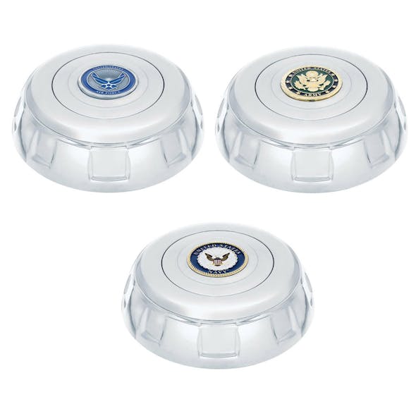 Chrome Military Steering Wheel Horn Button With Bezel - Army, Navy, Air Force