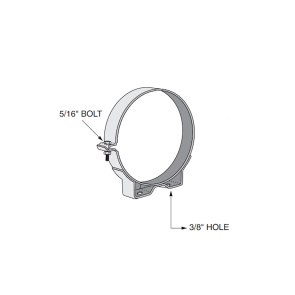 10" Dynaflex Zinc Plated Carbon Steel Mounting Bracket Clamp - Measurements