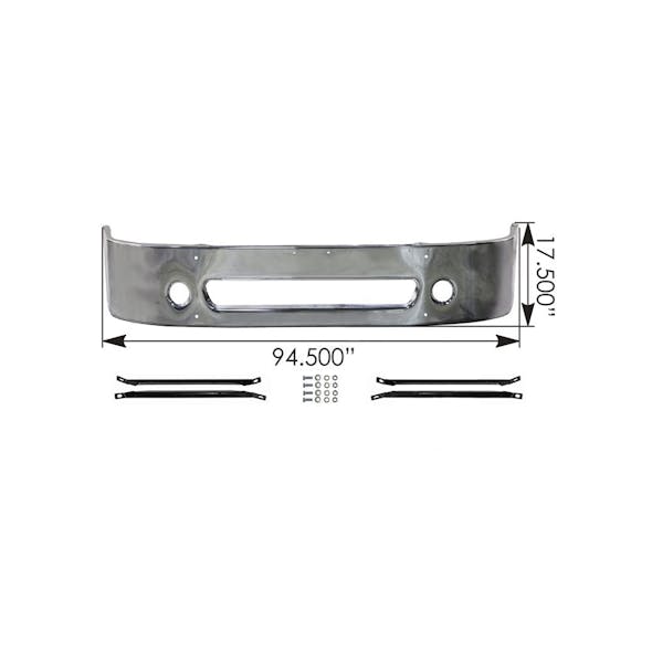 Freightliner Columbia 2001-2022 17" Chrome Bumper - Measurements