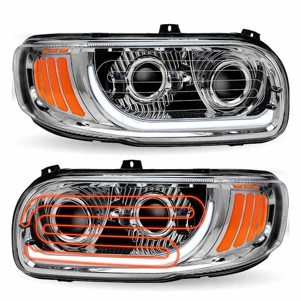 Peterbilt 367 388 389 567 589 Full LED Chrome Aftermarket Projector Headlight P54-6112-110 Default