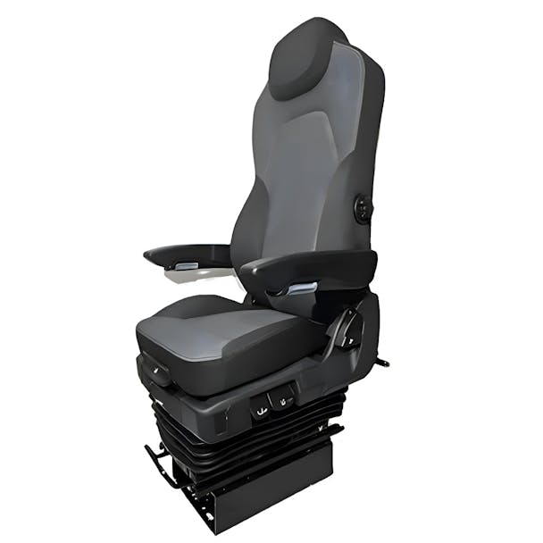 Prime TC200 Series Air Ride Suspension Grey Cloth & Black Leather Truck Seat With Arm Rests - Default