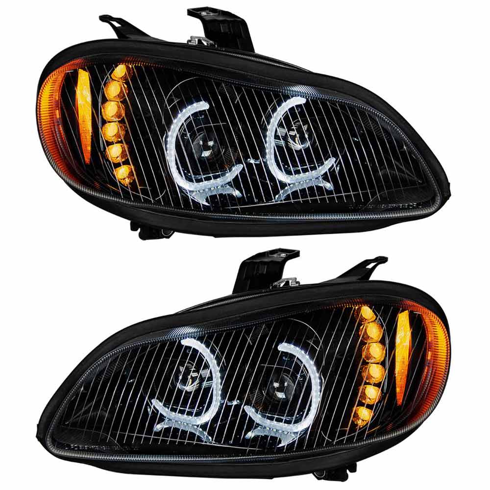 Freightliner M2 Full LED Blackout Projection Headlights With DRL Halo Ring