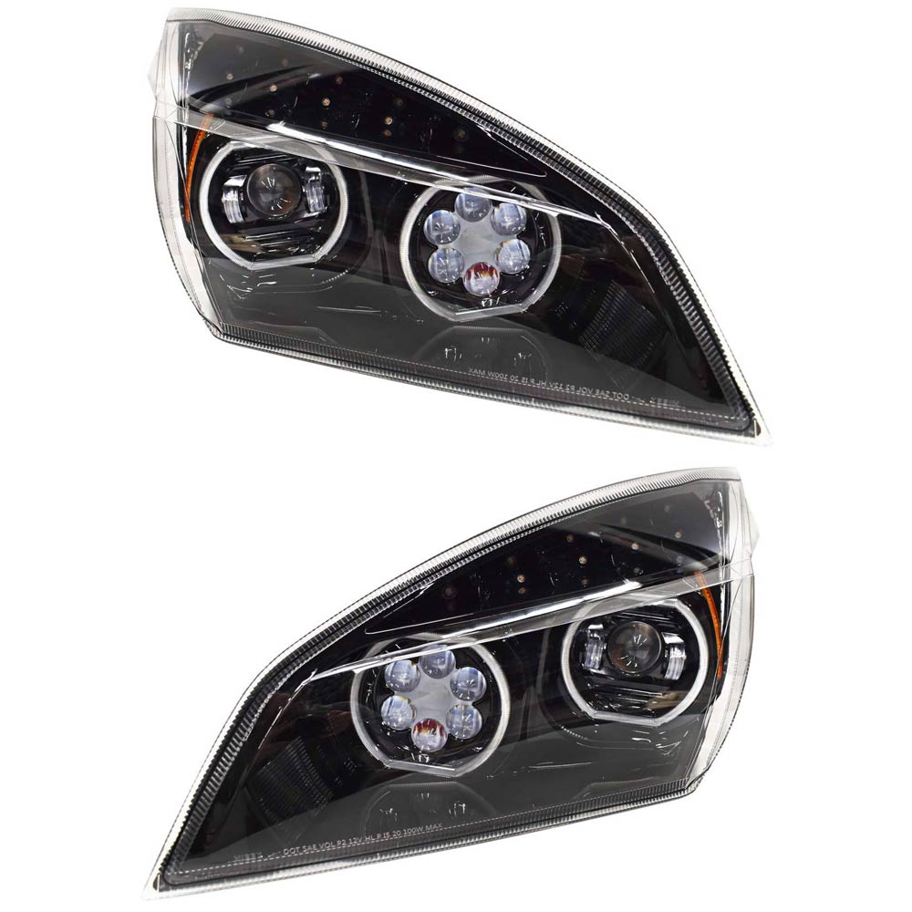 Freightliner Cascadia Blackout Projection Headlight Set With LED