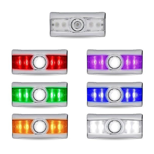 Peterbilt 7" Rectangular Multicolor LED Interior Cab Map & Dome Light With Chrome Bezel 16-D7401 - Thumbnail