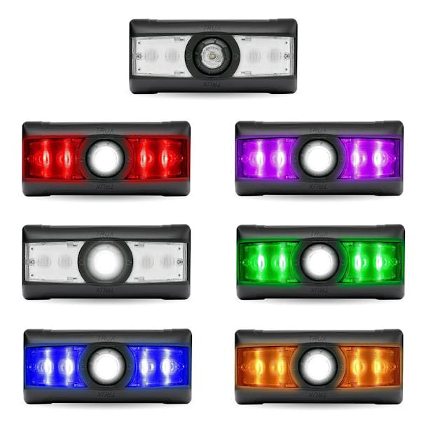 Peterbilt 7" Rectangular Multicolor LED Interior Cab Map & Dome Light With Matte Black Bezel 16-D7401 - Thumbnail