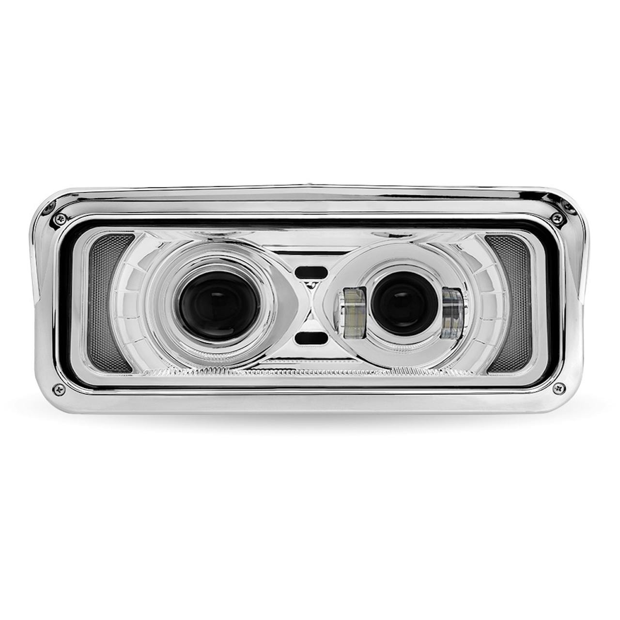 Peterbilt 379 378 365 357 Chrome Projector Headlight Assembly With Optional  Heat & Backlit Auxiliary - Raney's Truck Parts