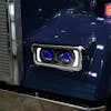 Freightliner Classic Black Projector Headlight Assembly With Optional Heat & Backlit Auxiliary - Black non heat installed