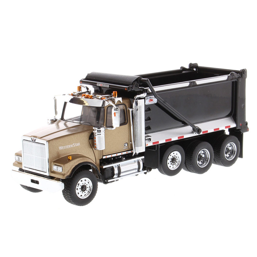 Western Star 4900 SF Tandem Truck With Pusher Axle & Ox Bodies Stampede  Dump Bed Replica 1/50 Scale