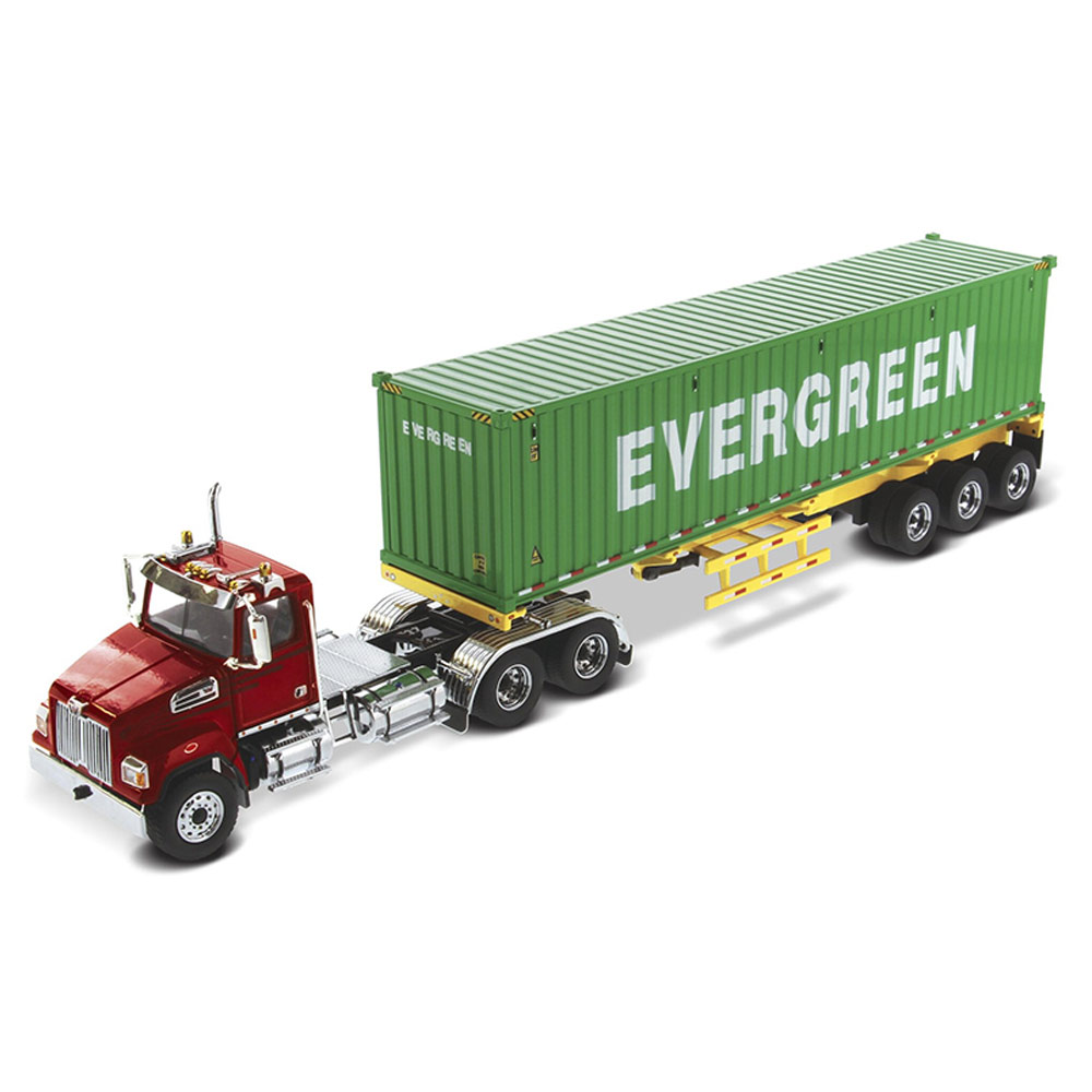 Western Star 4700 Day Cab With 40' EverGreen Shipping Container Replica  1/50 Scale