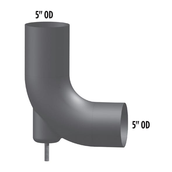 5" Universal Chrome Elbow FL-17476-001C - Dimensions