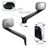 Freightliner Cascadia P4 2018 & Newer Heated LED Hood Mount Mirror Assembly - Measurements 2