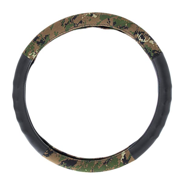 Universal 18" Cloth & Suede Camouflage Steering Wheel Cover - Front