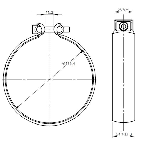 Caterpillar Stainless Steel Exhaust Clamp 3460335 Dimensions