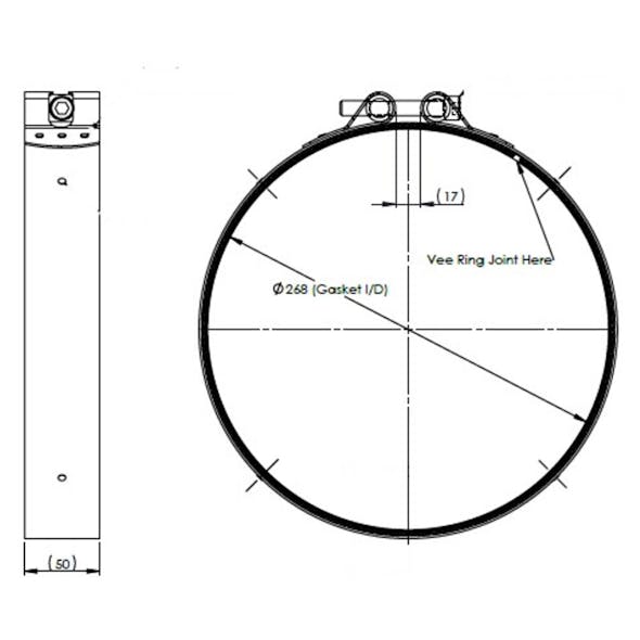 Detroit Diesel Stainless Steel Exhaust Clamp A0004902241 A6809950302 dimensions