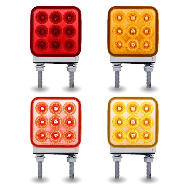 3" Mini Square Double Facing Double Post LED Marker & Turn Signal Reflector Light Default